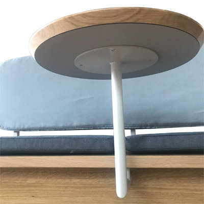 Loungeserie Elversberg Sitzbank mit integrierten Tischen und Theke abschliebar und mit Rollen